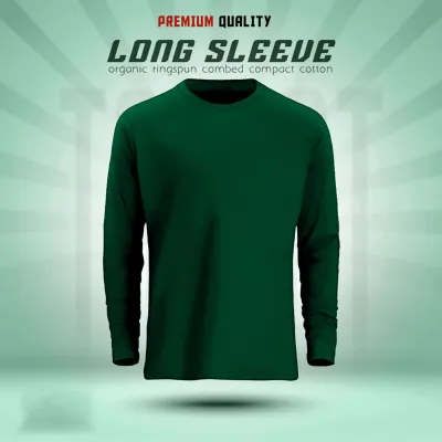 Men's Full Sleeve Solid T-Shirt- Green