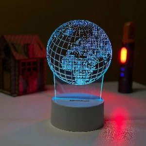 GearUP Acrylic Multicolor Night Lamp (Globe)- WHITE