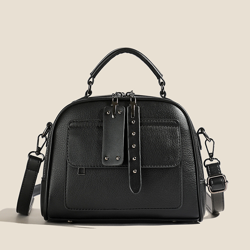 High end ladies' handbag multi-layer large capacity commuting bag(Black)