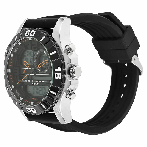 Fastrack NS38035SP03 Analog Digital Black Dial Silicone Strap Watch