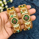 Heritage Kundan & Pearl Minakari Gold-Plated Bangle Set