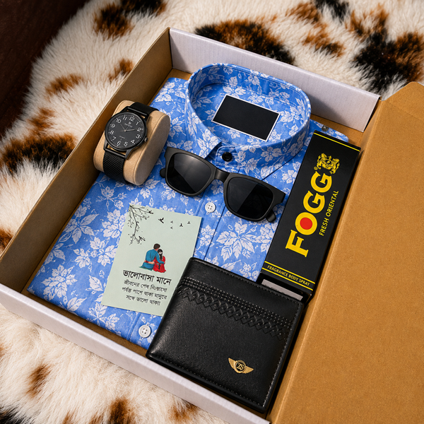 Men's Mixed Cotton Shirt Combo Gift Box, Sizes M to XXL