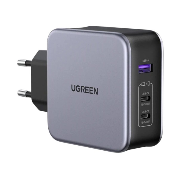 Ugreen Nexode CD289 Dual USB-C & USB Gan 140W PD Gray Charger
