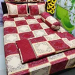 5 Piece AC Katha Set with King Size Bed Sheet, Pure Cotton Twill