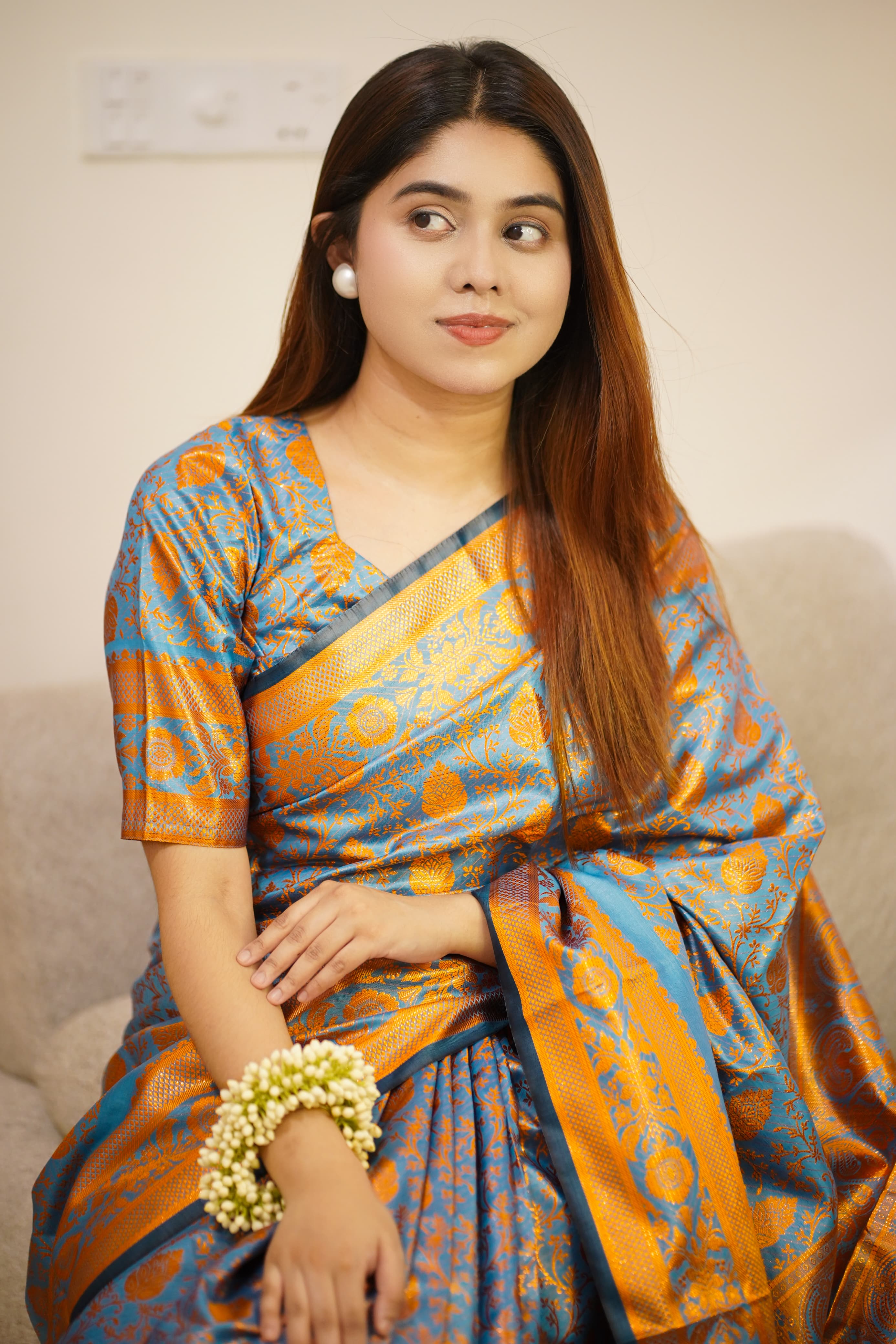 Zari Work Kanjivaram Saree with Blouse Piece, 3 Colour Choices