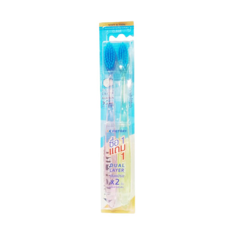 Victory Dual Layer Clear Soft & Thin Toothbrush Twin Pack (Thailand)
