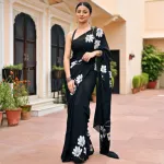 Hand Print Semi Muslin Saree with Blouse Piece