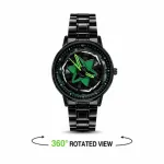 360° Rotating Car Wheel Rim Quartz Watch – Matte Black Metal Sports Wristwatch