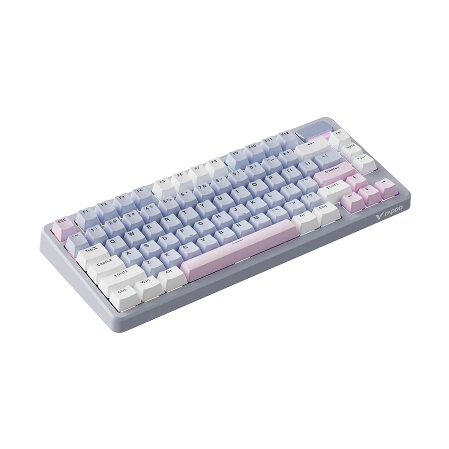 Rapoo V700DIY-75 Tri Mode Silver Switch Mechanical Keyboard Pink Blue