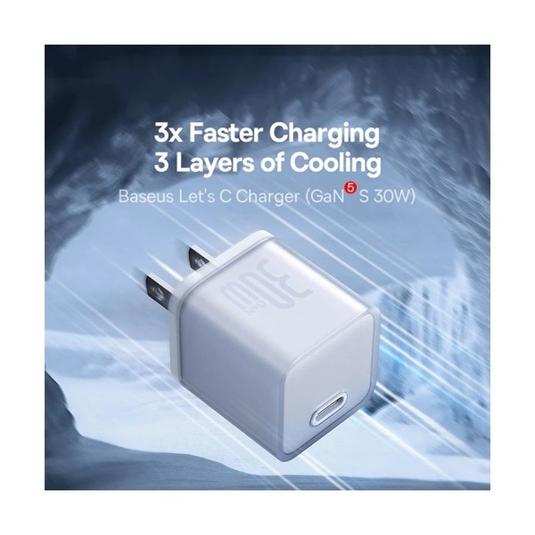 Baseus P10162501213-00 USB-C 20W GaN White Charger