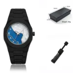 Aura watch 2025 New Arabic Aura Watch Silver  Dial @ navy bule Modern Creative Design  (Blue )
