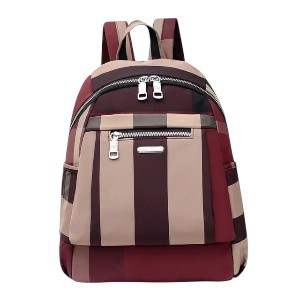 Nylon Backpack Durable Waterproof Casual Shoulder Bag (Wine Red)