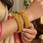 Royal Embossed Floral Gold-Plated Bangle Set