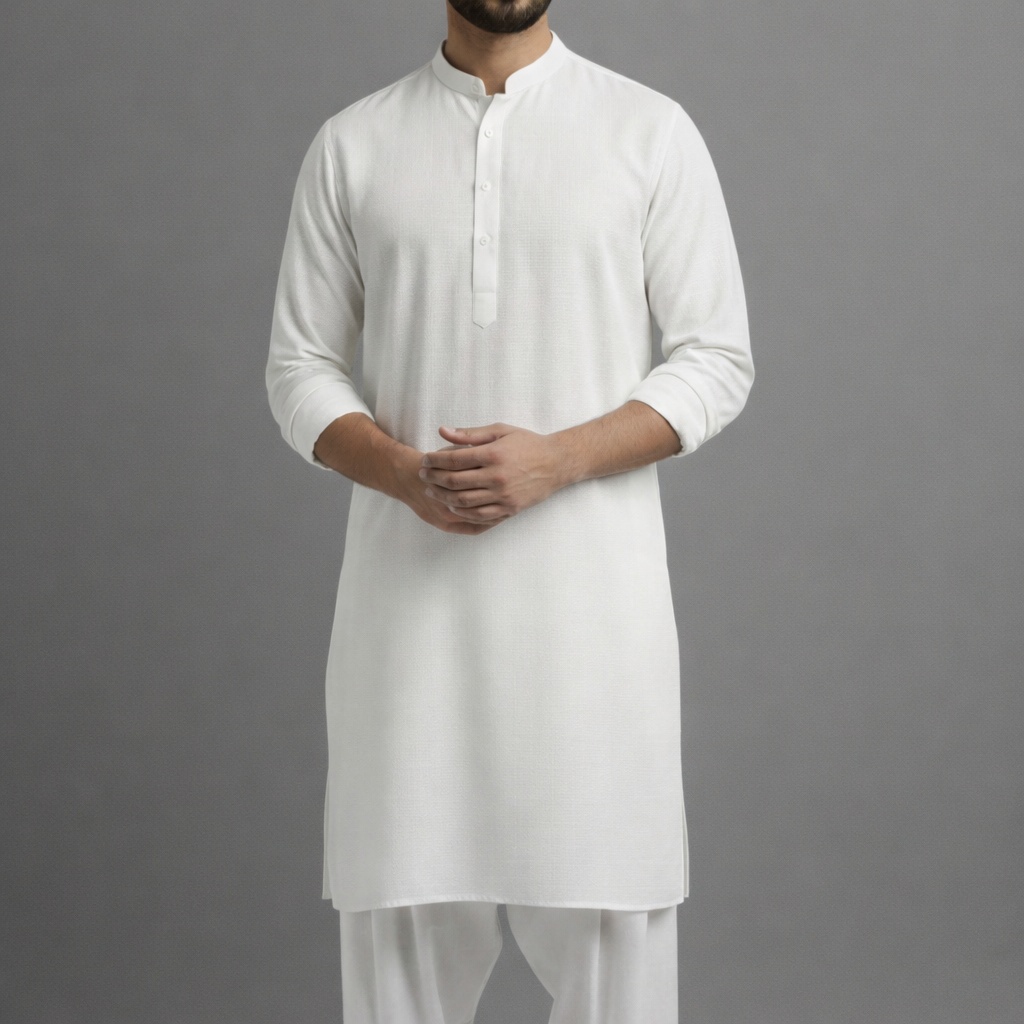 10 Pcs White Solid Punjabi Combo