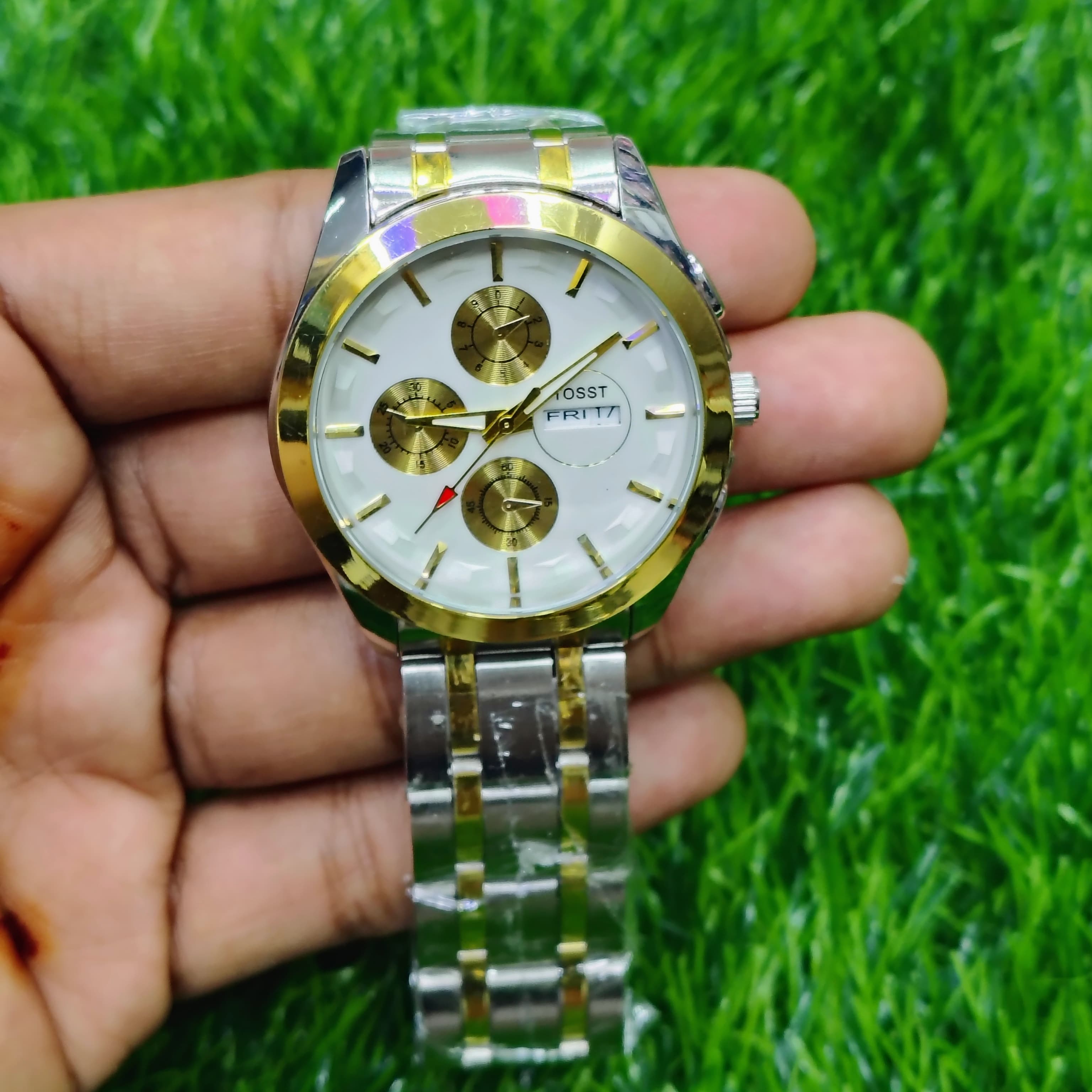 Men's Stainless Steel Analog Watch with Date - Black