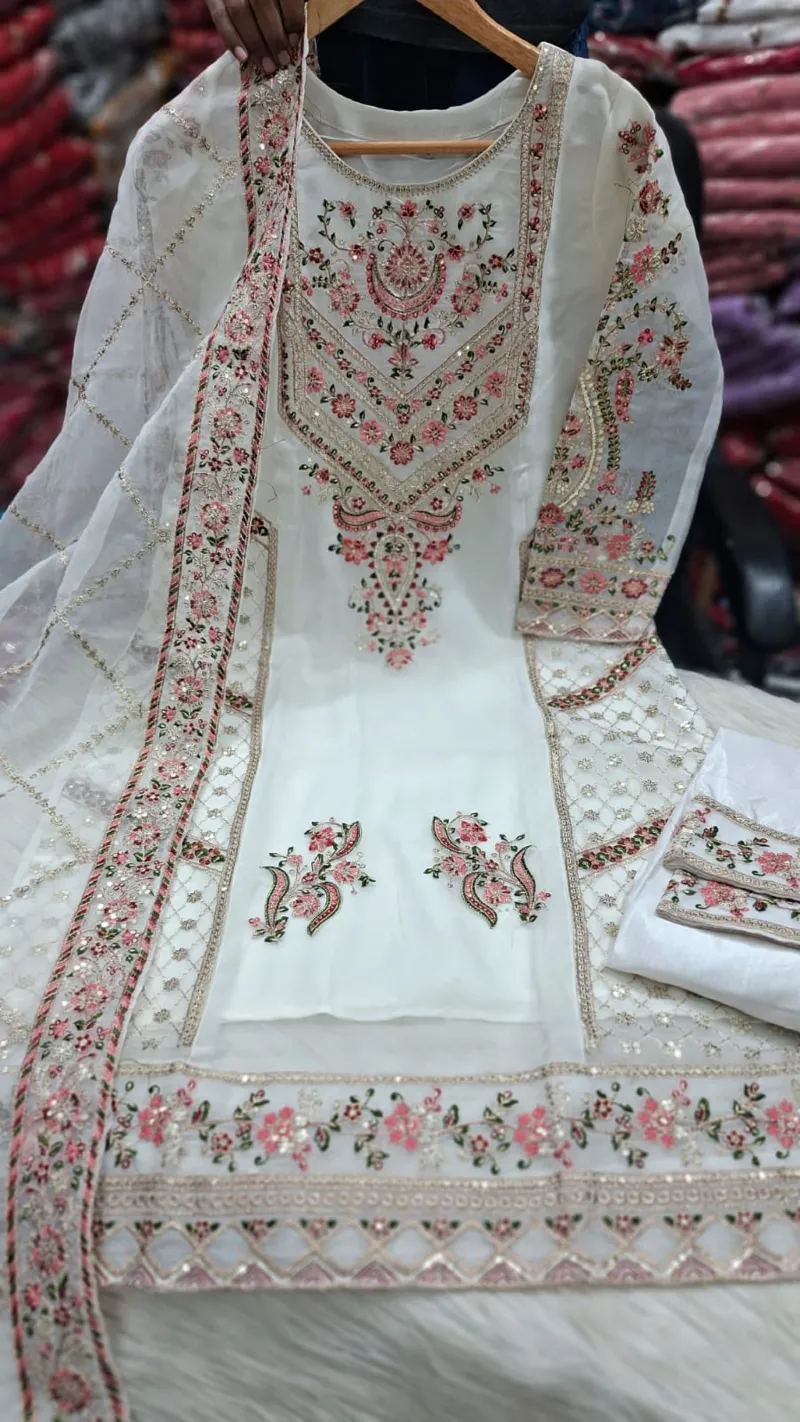 Women's Sada Bahar Tissue Three Piece with Full Sequin Embroidery
