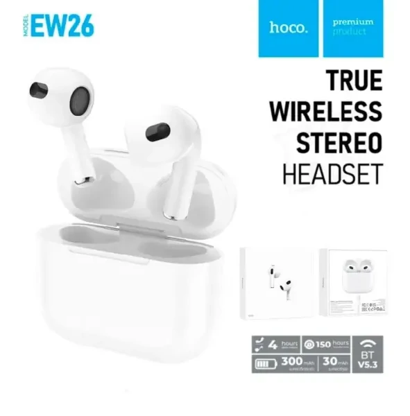 HOCO EW26 True Wireless Stereo Headset – White Color