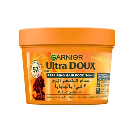 Garnier Ultra Doux Papaya Repairing  3-in-1 Hair Food Mask 390ml (Germany)