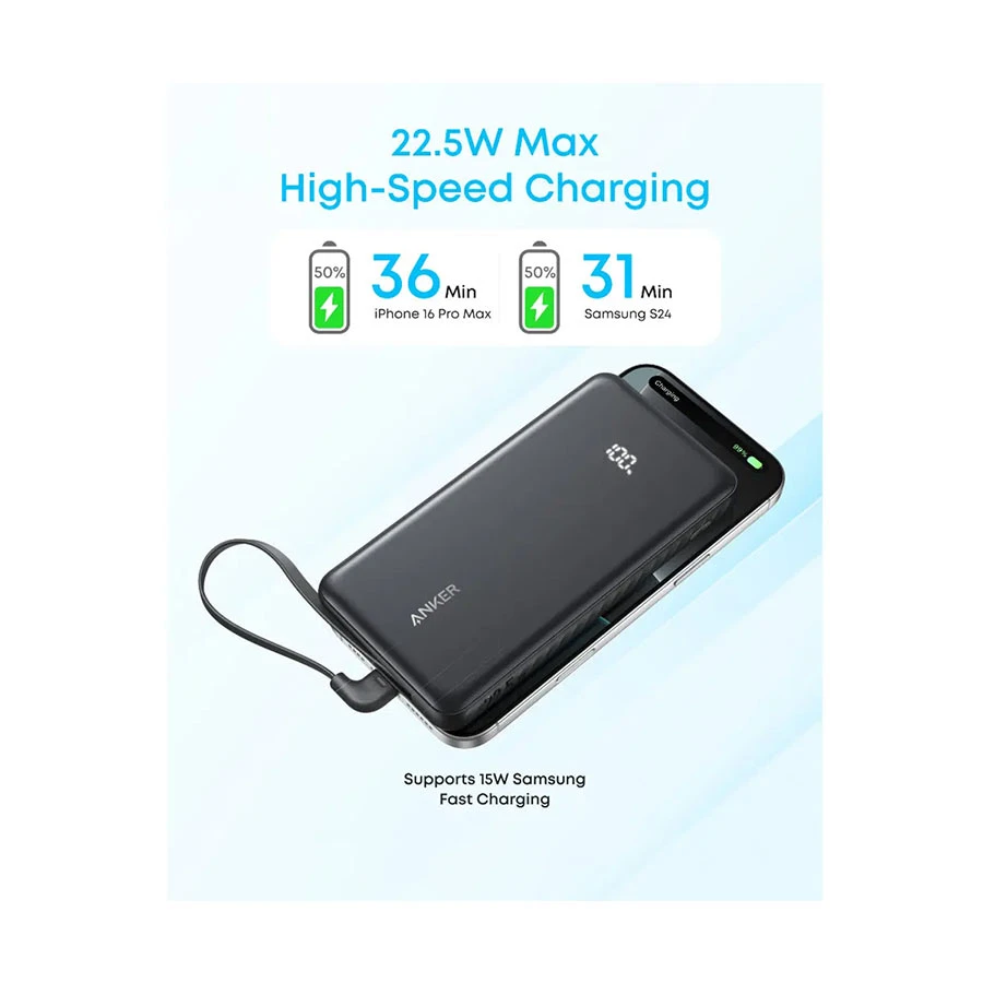 Anker Zolo 10000mAh 22.5W Power Bank with Digital Display Black