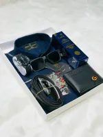 Men's Cotton Shirt Gift Set with Watch, Perfume and Gift Card