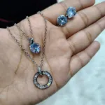 Necklace With Matching Radiant Crystal Stud Earrings.