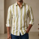 Men's long sleeve stripe / print shirt