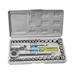 40 Pcs Combination Socket Wrench Set With Box – Silver
