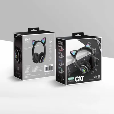 CAT STN-28 Wireless Cat Ear Headset Bluetooth 5.0 | 40mm Speaker, 400mAh Battery & 7 Hours Playtime - Stylish Over-Ear Headphones