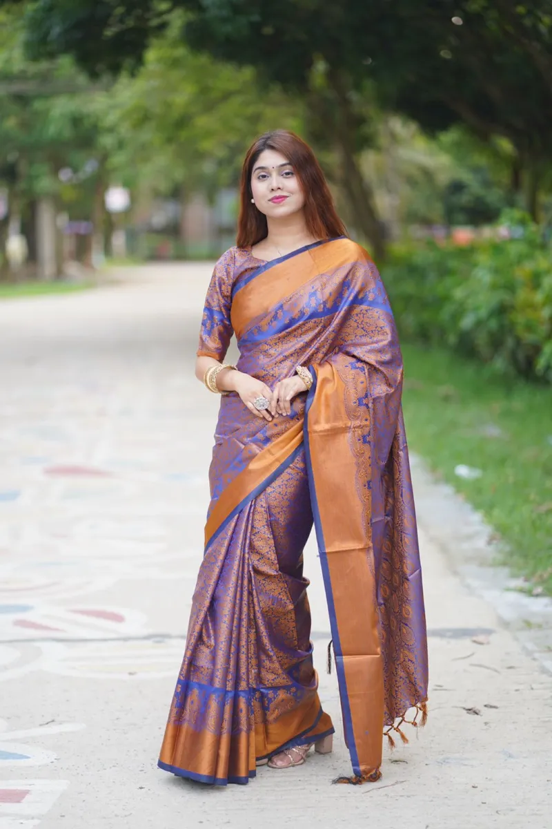 Kanjivaram Silk Saree, 12 Haath, Separate Blouse Piece, 5 Colours