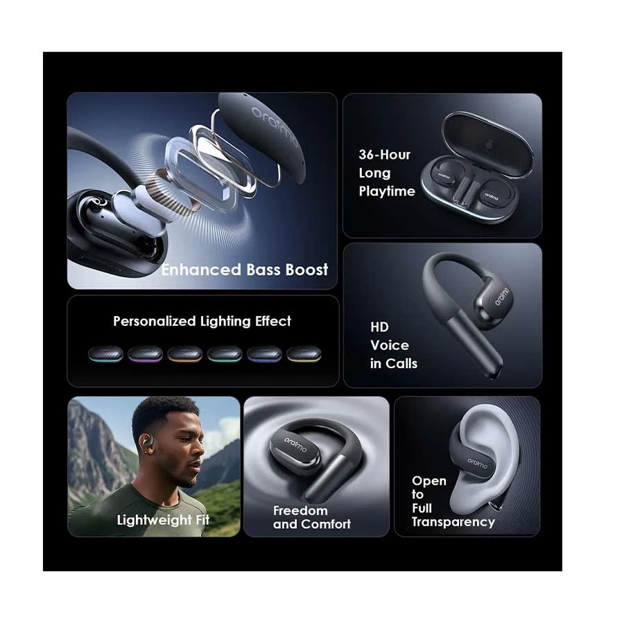 Oraimo SpaceArc x Burna Boy Graphite Gray Open-Ear TWS Earbuds