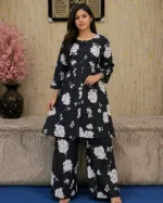 Soft Silk Western Two Piece with Button Front and Screen Print