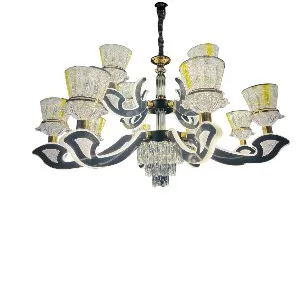Qulik Modern Nordic Candle Crystal Chandelier Pendant Hanging 3 color LED Ceiling Light