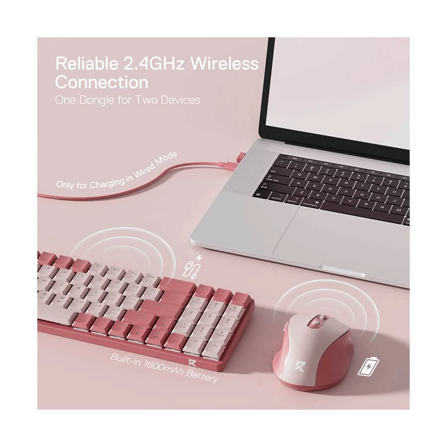 Redragon BS8772 RP Wireless Mechanical Keyboard & Mouse Combo Bean Red