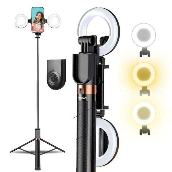 Plokama LIVE-K9 Pro 1700mm Ultra Long Selfie Stick with Tripod Stand & Ring Light – Adjustable, Portable for Mobile Vlogging & Live Streaming
