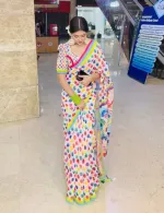 Women's Chanderi Silk Saree with Modern Digital Print, 4 Colours