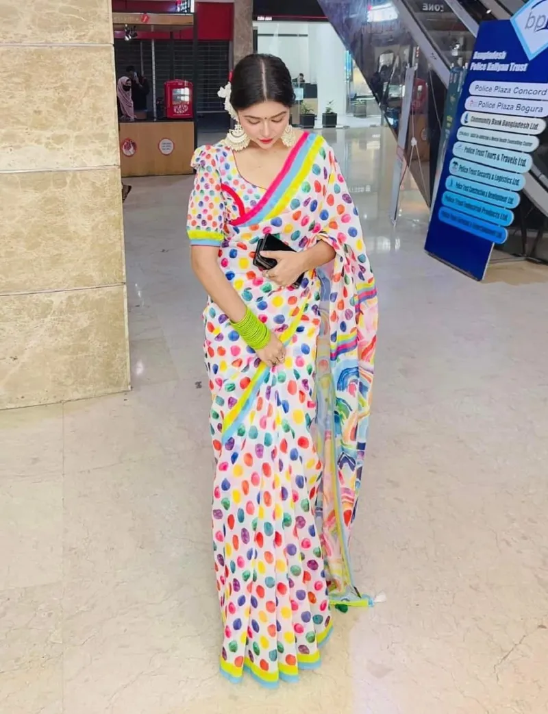 Women's Chanderi Silk Saree with Modern Digital Print, 4 Colours