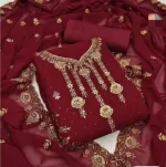Semi-Stitched Georgette Three Piece with Butter Salwar, 3 Colours