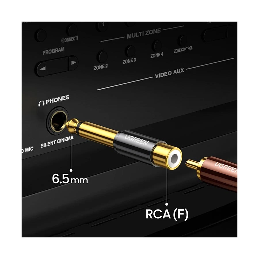 UGREEN AV169 (80731) 6.5mm Male to RCA Female Audio Converter Black