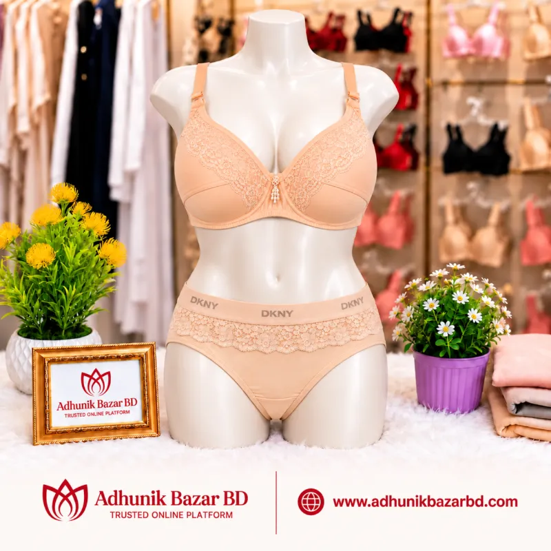 Lace Foam Bra and Panty Set, 4 Colours Combo, Sizes 32 to 40