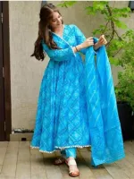 Women's Printed Linen Three Piece with Butterfly Salwar