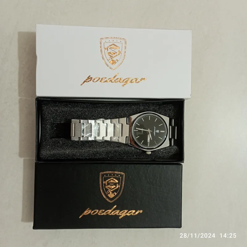POEDAGAR 930 Men's New Luxury Luminous Date Week Stainless Steel Quartz Watch For Men (Butterfly Lock)