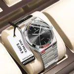 POEDAGAR 930 Men's New Luxury Luminous Date Week Stainless Steel Quartz Watch For Men (Butterfly Lock)