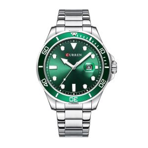 CURREN 8388 Silver Stainless Steel Analog Men Watch-Green & Silver