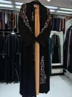 Zoom Fabric Embroidered Borka with Inner Layer and Hijab