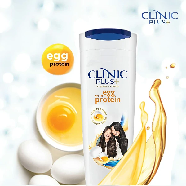 Clinic Plus Strength & Shine Shampoo - Egg Protein, For Strong & Shiny Hair (355ml)