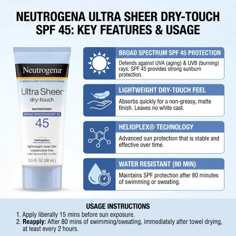 Neutrogena Ultra Sheer® Dry-Touch Sunscreen SPF45 88ml (USA)