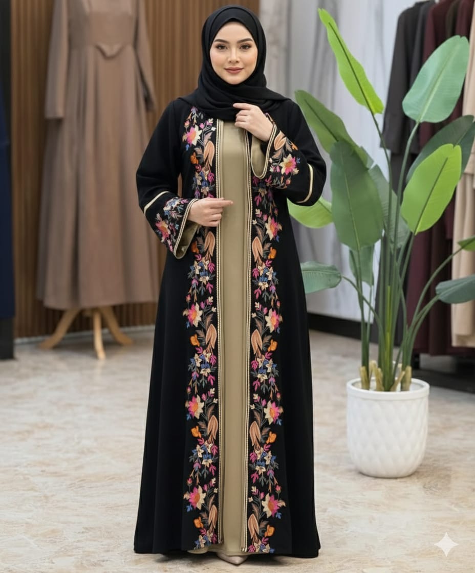 Humayra Koti Style Borka with Embroidery, Without Hijab