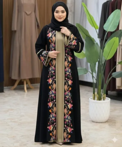 Humayra Koti Style Borka with Embroidery, Without Hijab
