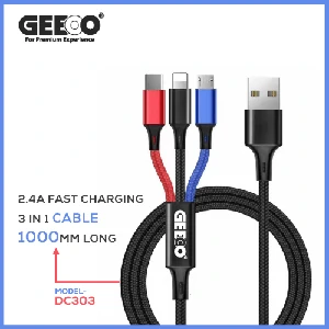 GEEOO DC-303 2.4A 3IN1 Super Fast Charging Cable