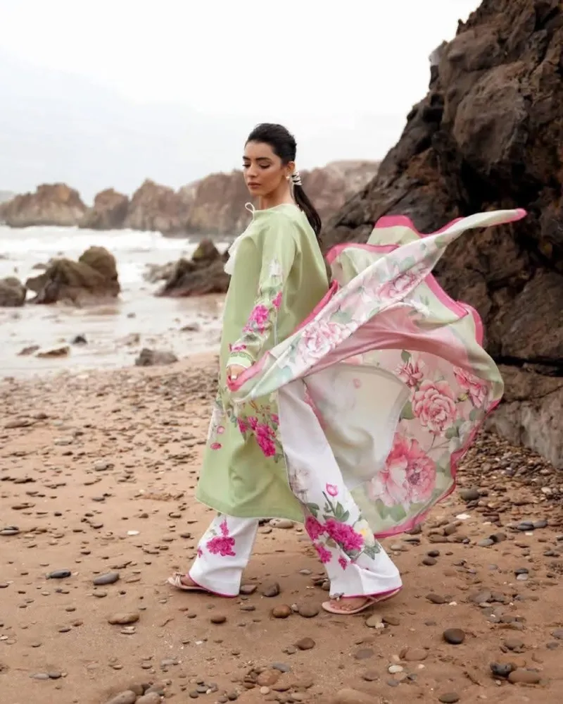 Women's Cotton Silk Three Piece, Silk Georgette Orna, 5 Colours